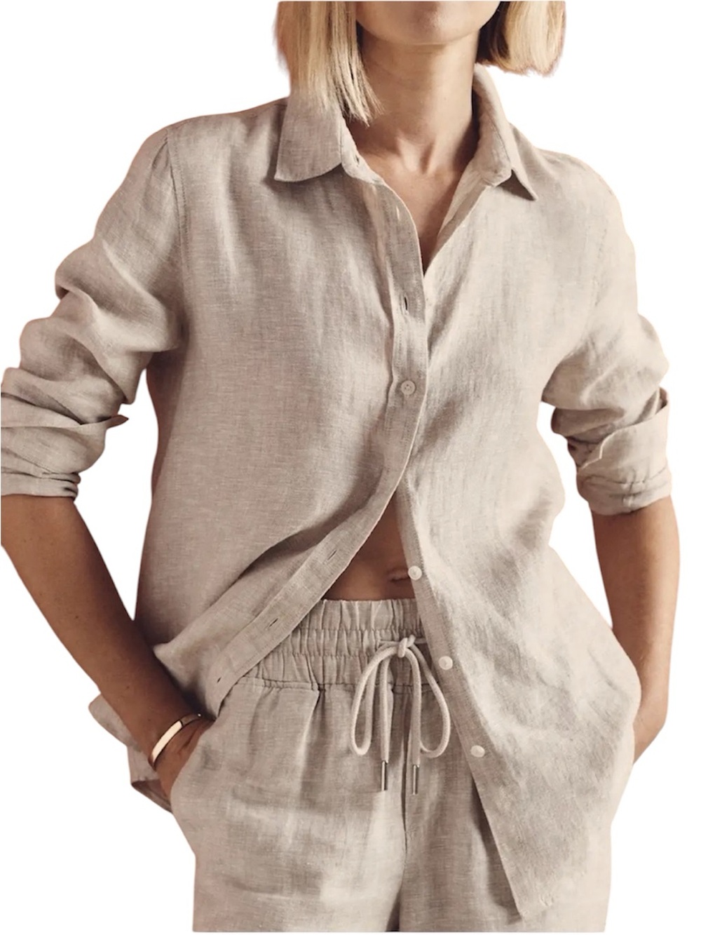 Quince 100% European Linen Long Sleeve Shirt Driftwood